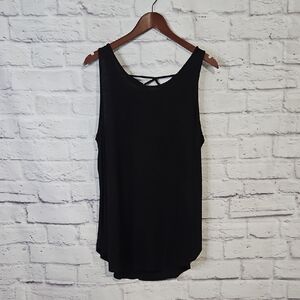 Black Sleeveless Criss Cross Back Tank Top